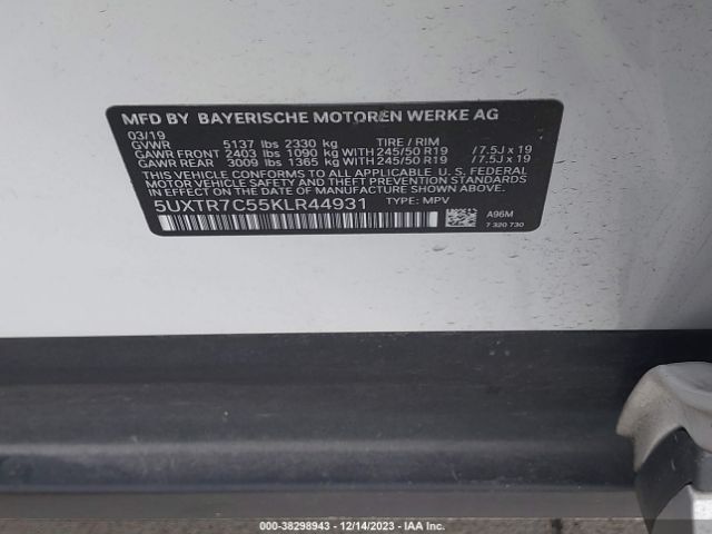 5UXTR7C55KLR44931 BMW X3 Sdrive30i