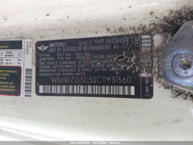 2012 MINI COOPER S CLUBMAN WMWZG3C50CTY31560 Photo 8