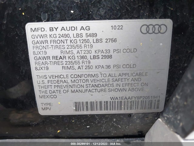 WA1EAAFY8P2051941 Audi Q5 Premium Plus 45 Tfsi S Line Quattro