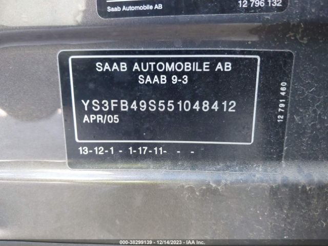 2005 SAAB 9-3 YS3FB49S551048412 Photo 8