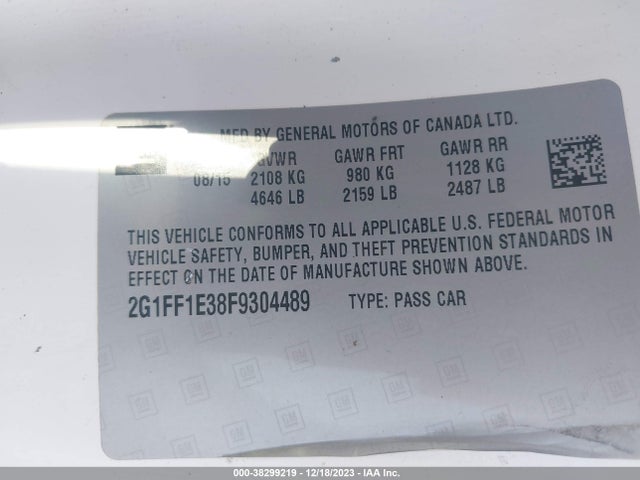 Chevrolet Camaro 2lt 2015 2G1FF1E38F9304489 Image 9