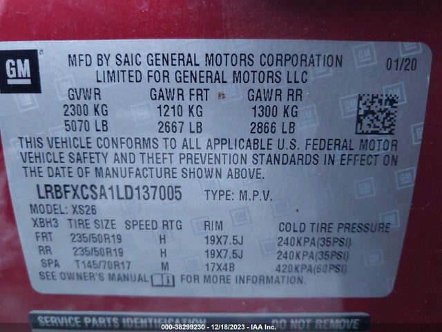 Buick Envision Fwd Essence 2020 LRBFXCSA1LD137005 Image 9