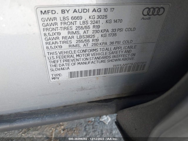 2018 AUDI Q7 3.0T PREMIUM VIN: WA1LAAF79JD017811