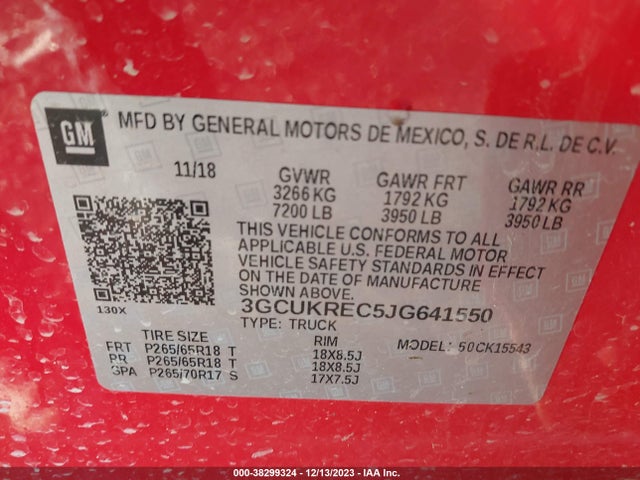 Chevrolet Silverado 1500 2lt 2018 3GCUKREC5JG641550 Image 9