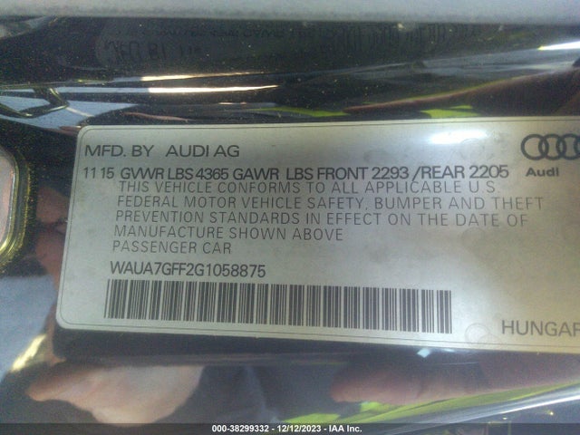 WAUA7GFF2G1058875 Audi A3 1.8t Premium