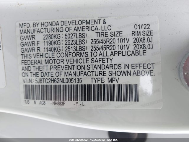 5J8TC2H62NL005135 Acura Rdx A-spec Package