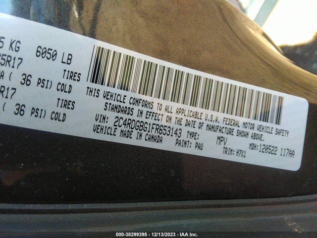 Dodge Grand Caravan Avp/se 2015 2C4RDGBG1FR653143 Image 9