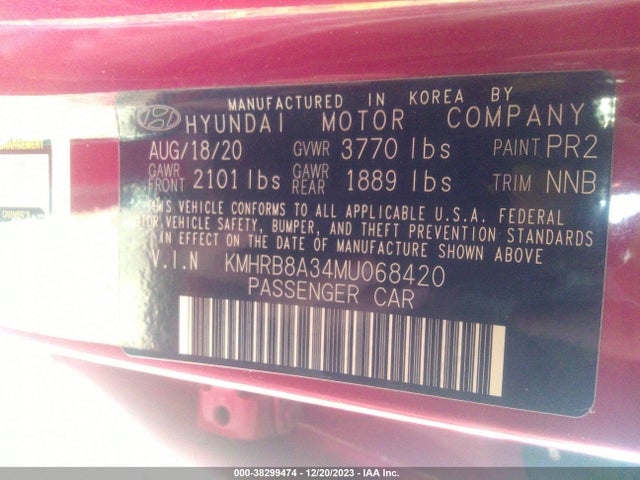 Hyundai Venue Se 2021 KMHRB8A34MU068420 Image 9