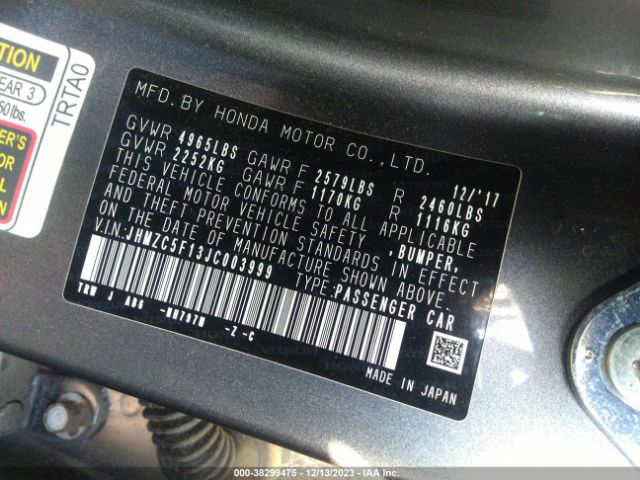 JHMZC5F13JC003999 Honda CLARITY PLUG-IN HYBRID