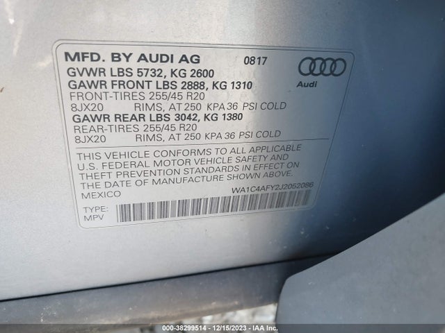 WA1C4AFY2J2052086 Audi Sq5 3.0t Premium Plus
