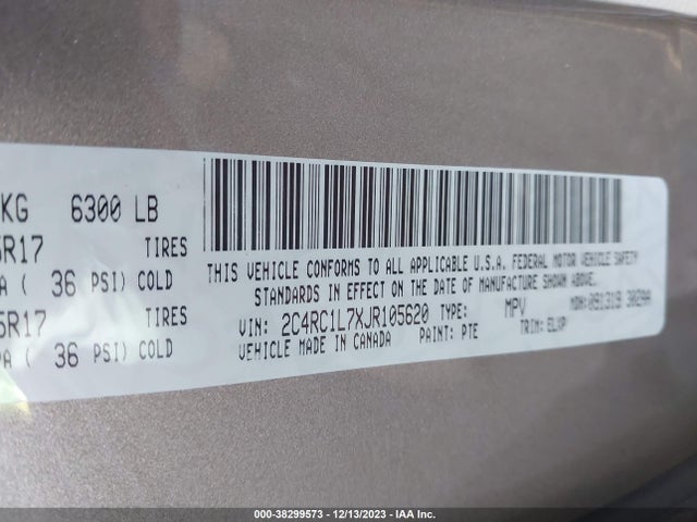 2C4RC1L7XJR105620 Chrysler Pacifica Hybrid Touring L