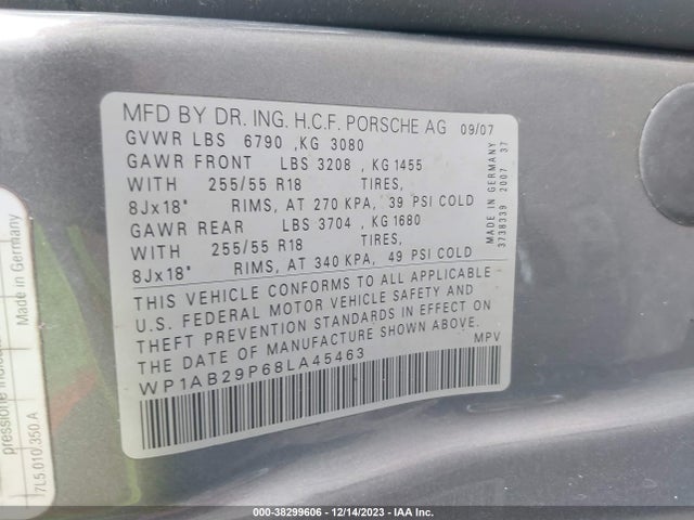 2008 PORSCHE CAYENNE WP1AB29P68LA45463 Photo 8