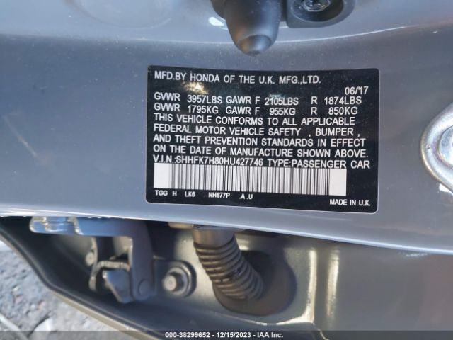 SHHFK7H80HU427746 Honda Civic Ex-l