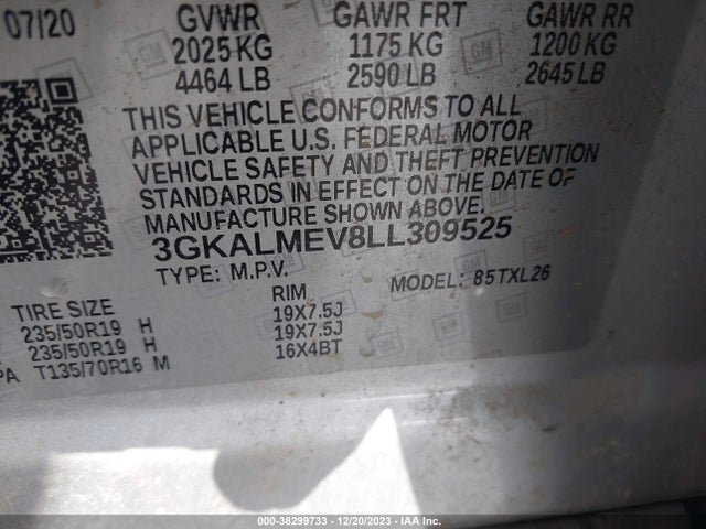 3GKALMEV8LL309525 GMC Terrain Fwd Sle