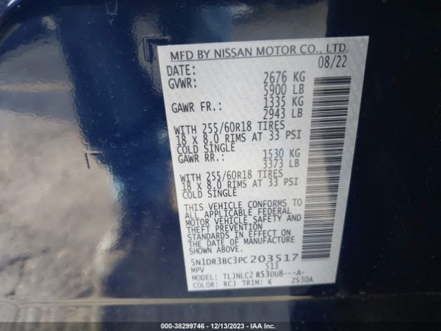 5N1DR3BC3PC203517 Nissan Pathfinder Sv 4wd
