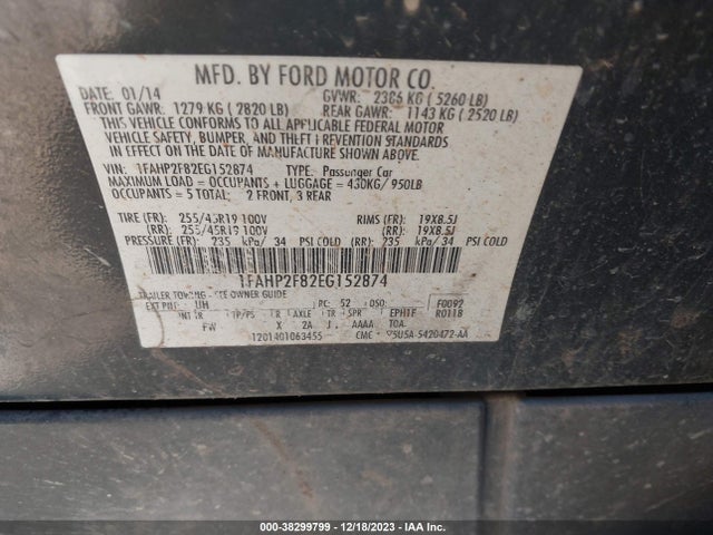 Ford Taurus Limited 2014 1FAHP2F82EG152874 Image 9