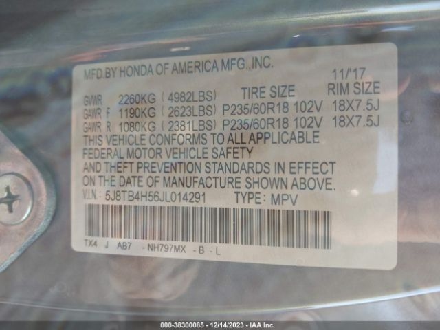 5J8TB4H56JL014291 Acura Rdx Technology Pkg/w/technology/acurawatch Plus Pkg