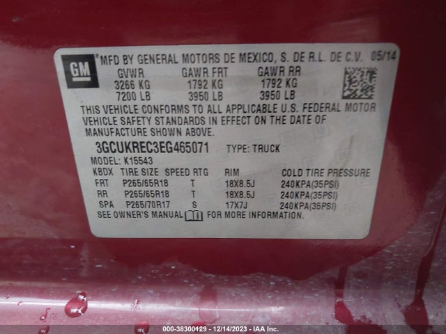 Chevrolet Silverado 1500 2lt 2014 3GCUKREC3EG465071 Image 9