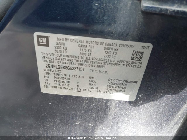 Chevrolet Equinox Ltz 2016 2GNFLGEK8G6227157 Image 9