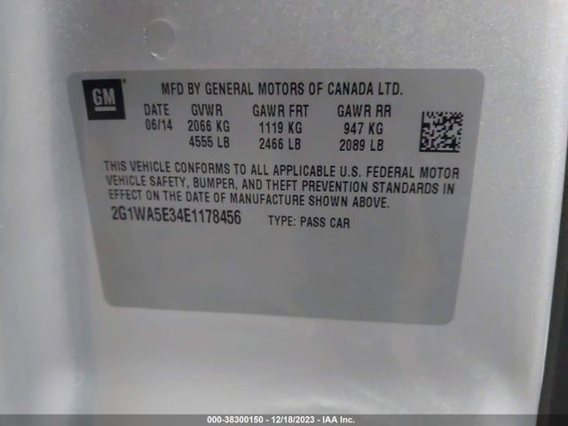 Chevrolet Impala Limited Ls 2014 2G1WA5E34E1178456 Image 9
