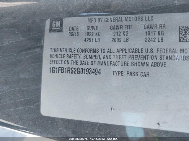 Chevrolet Camaro 1lt 2016 1G1FB1RS2G0193494 Image 9