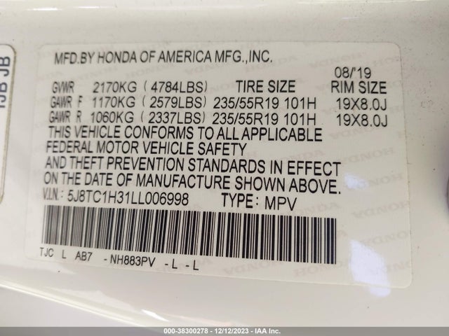 Acura Rdx Standard 2020 5J8TC1H31LL006998 Image 9