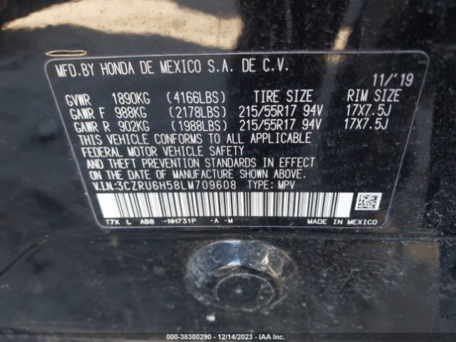 3CZRU6H58LM709608 Honda Hr-v Awd Ex