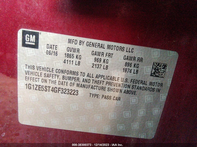 Chevrolet MALIBU LT 2016 1G1ZE5ST4GF323223 Image 9