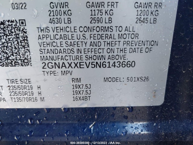 Chevrolet Equinox Awd Premier 2022 2GNAXXEV5N6143660 Image 9