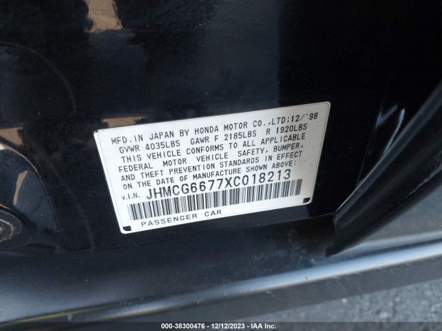 1999 HONDA ACCORD EX VIN: JHMCG6677XC018213