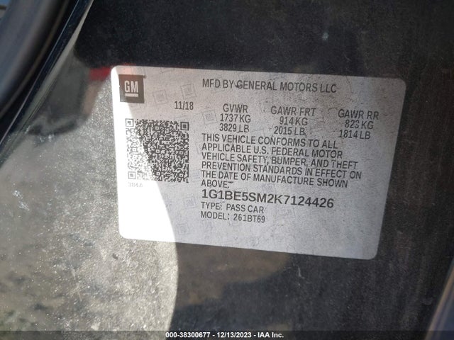 Chevrolet CRUZE LT 2019 1G1BE5SM2K7124426 Image 9