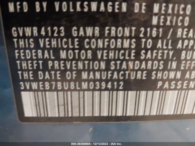 3VWEB7BU8LM039412 Volkswagen Jetta 1.4t Sel