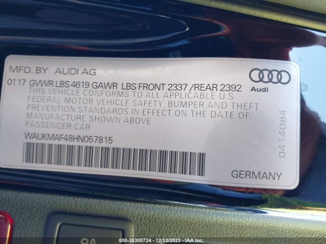 2017 AUDI A4 WAUKMAF48HN057815 Photo 8