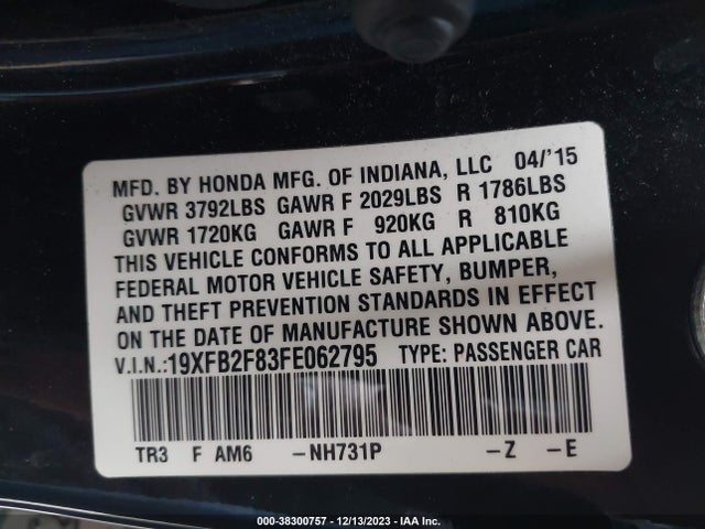Honda CIVIC EX 2015 19XFB2F83FE062795 Image 9