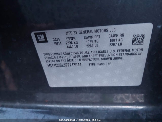 Chevrolet MALIBU 1LT 2015 1G11C5SL3FF213944 Image 9