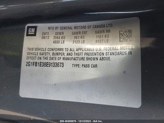 Chevrolet Camaro 1lt 2014 2G1FB1E38E9133673 Image 9