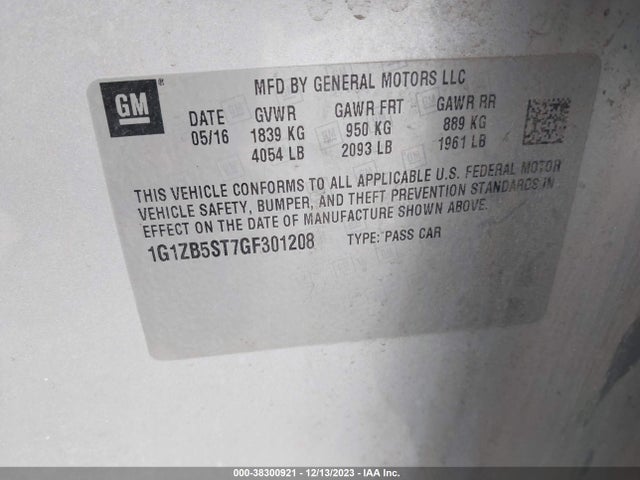 Chevrolet MALIBU LS 2016 1G1ZB5ST7GF301208 Image 9
