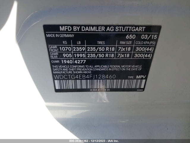 Mercedes-Benz GLA 250 2015 WDCTG4EB4FJ128460 Image 9