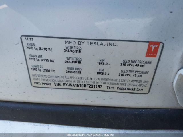 5YJSA1E10HF231197 Tesla Model S 60/75