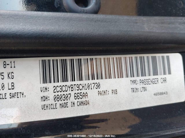 2012 DODGE CHALLENGER R/T VIN: 2C3CDYBT9CH101730