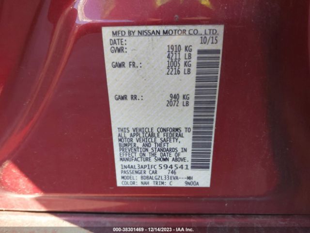 1N4AL3AP1FC594541 Nissan Altima 2.5 S