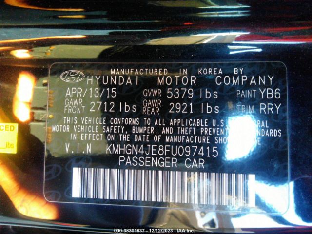 KMHGN4JE8FU097415 Hyundai Genesis 3.8