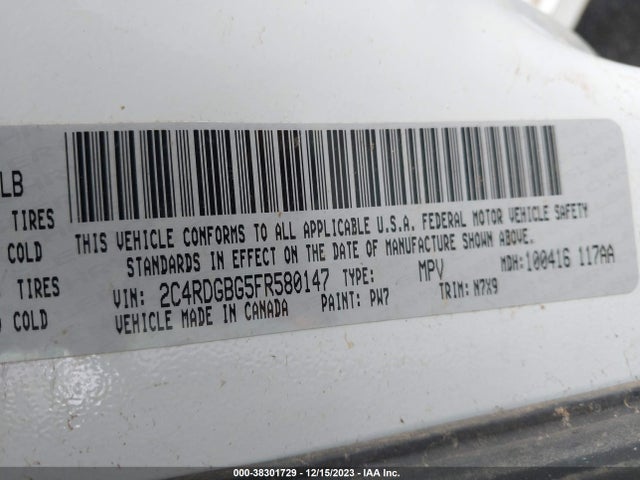 Dodge Grand Caravan Avp/se 2015 2C4RDGBG5FR580147 Image 9