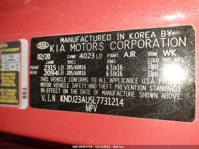 KIA SOUL LX 2020 KNDJ23AU5L7731214 Image 9
