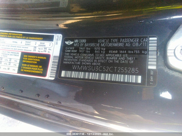 2012 MINI COOPER WMWSU3C52CT255285 Photo 8