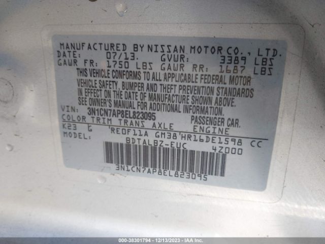3N1CN7AP8EL823095 Nissan Versa 1.6 Sv