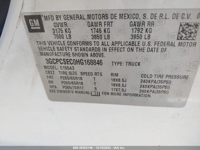 Chevrolet Silverado 1500 1lz 2017 3GCPCSEC0HG168846 Image 9
