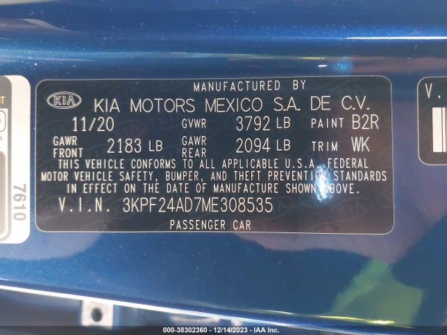 KIA Forte Lxs 2021 3KPF24AD7ME308535 Image 9