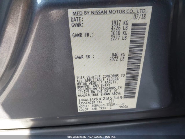 Nissan Altima 2.5 S 2018 1N4AL3AP8JC285349 Image 9