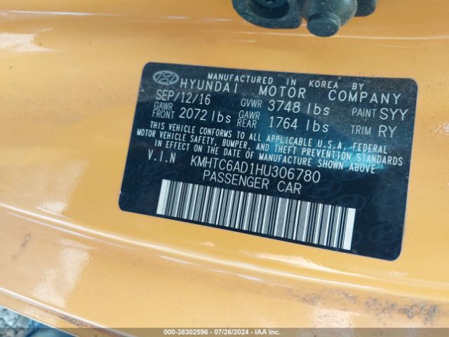 KMHTC6AD1HU306780 Hyundai Veloster